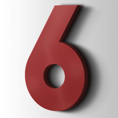 Kunststof Cijfer 6 Big John Acrylaat 3001 Signal Red - 1