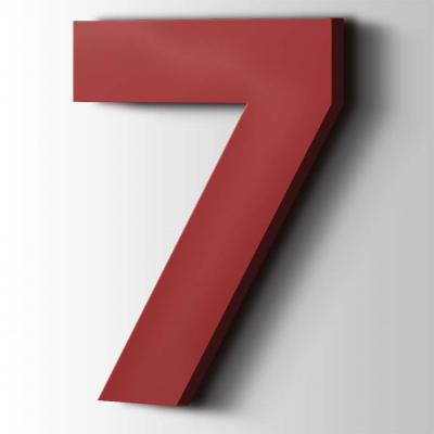 Kunststof Cijfer 7 Big John Acrylaat 3001 Signal Red - 1