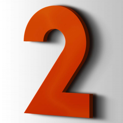 Kunststof Cijfer 2 Big John Acrylaat 3020 Traffic Red - 1