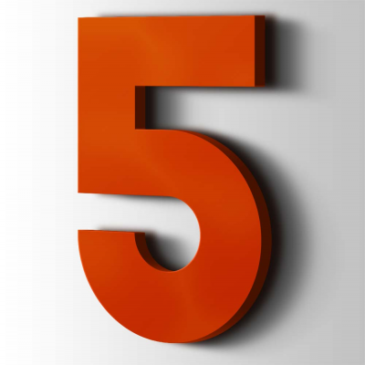 Kunststof Cijfer 5 Big John Acrylaat 3020 Traffic Red - 1