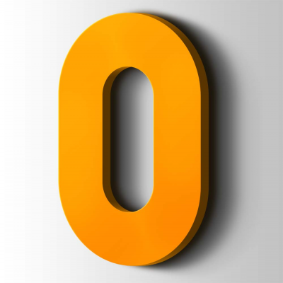 Kunststof Cijfer 0 Big John Acrylaat 1003 Signal Yellow - 1