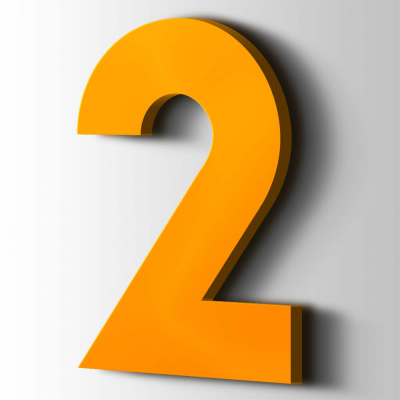 Kunststof Cijfer 2 Big John Acrylaat 1003 Signal Yellow - 1