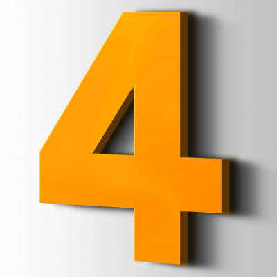 Kunststof Cijfer 4 Big John Acrylaat 1003 Signal Yellow - 1
