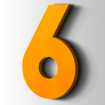 Kunststof Cijfer 6 Big John Acrylaat 1003 Signal Yellow - 1