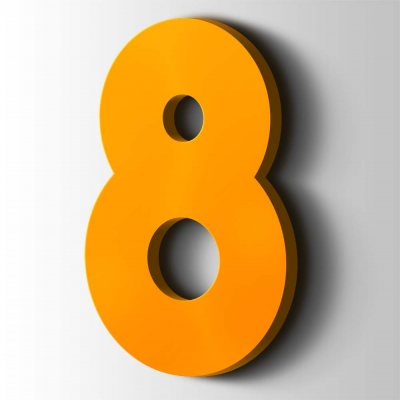 Kunststof Cijfer 8 Big John Acrylaat 1003 Signal Yellow - 1 Kunststof Cijfer 8 Big John Acrylaat 1003 Signal Yellow - 1