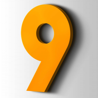 Kunststof Cijfer 9 Big John Acrylaat 1003 Signal Yellow - 1 Kunststof Cijfer 9 Big John Acrylaat 1003 Signal Yellow - 1