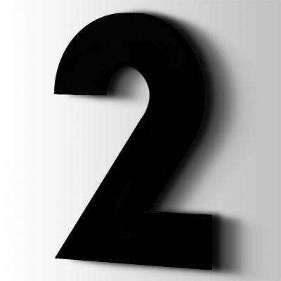 Kunststof Cijfer 2 Big John Acrylaat 9005 Jet Black - 1