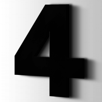 Kunststof Cijfer 4 Big John Acrylaat 9005 Jet Black - 1