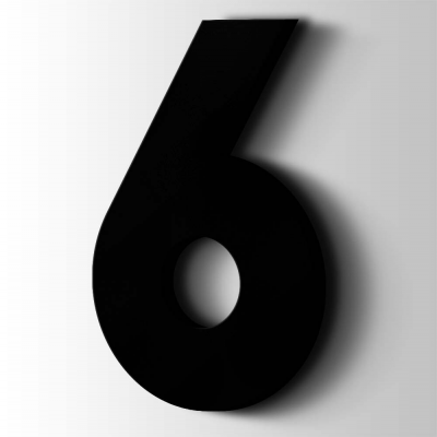 Kunststof Cijfer 6 Big John Acrylaat 9005 Jet Black - 1
