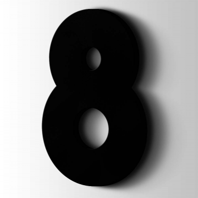 Kunststof Cijfer 8 Big John Acrylaat 9005 Jet Black - 1