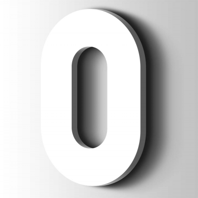 Kunststof Cijfer 0 Big John Acrylaat 9016 Traffic white - 1