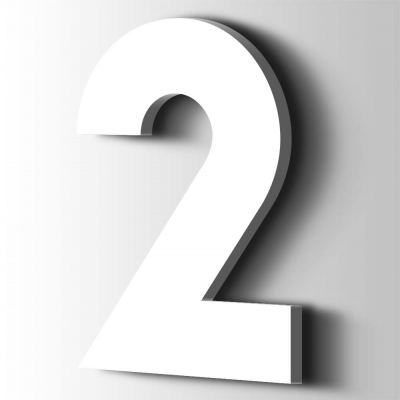 Kunststof Cijfer 2 Big John Acrylaat 9016 Traffic white - 1