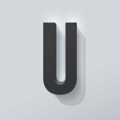 Grijs Piepschuim Letter U Bebas Neue - 1