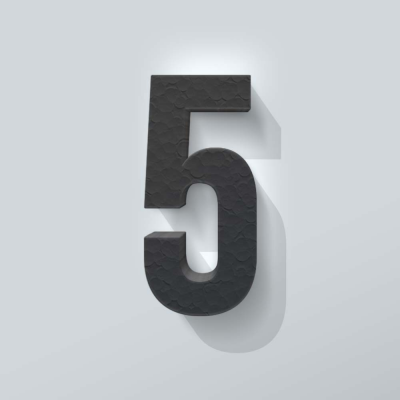 Grijs Piepschuim Cijfer 5 Bodoni - 1 Grijs Piepschuim Cijfer 5 Bodoni - 1