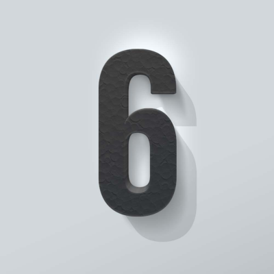 Grijs Piepschuim Cijfer 6 Bodoni - 1