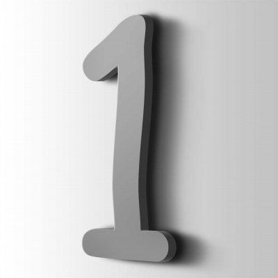 Kunststof Cijfer 1 Comic Sans Acrylaat 7040 Window Grey - 1