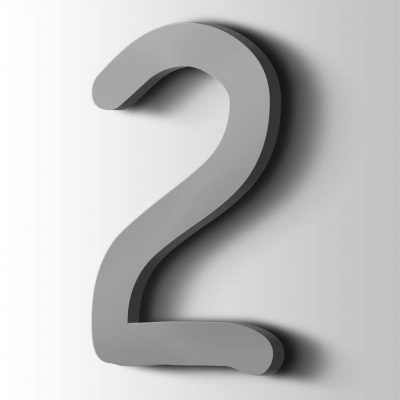 Kunststof Cijfer 2 Comic Sans Acrylaat 7040 Window Grey - 1