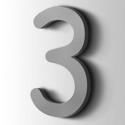 Kunststof Cijfer 3 Comic Sans Acrylaat 7040 Window Grey - 1
