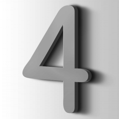 Kunststof Cijfer 4 Comic Sans Acrylaat 7040 Window Grey - 1