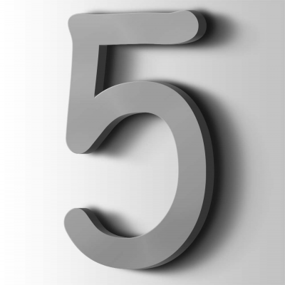 Kunststof Cijfer 5 Comic Sans Acrylaat 7040 Window Grey - 1