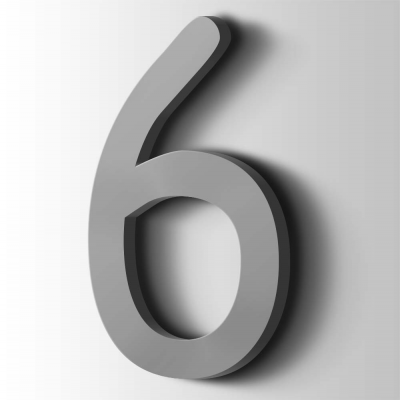 Kunststof Cijfer 6 Comic Sans Acrylaat 7040 Window Grey - 1