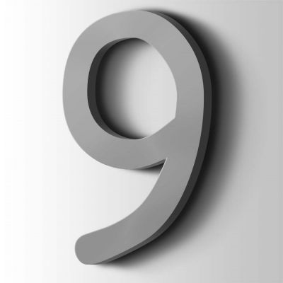 Kunststof Cijfer 9 Comic Sans Acrylaat 7040 Window Grey - 1