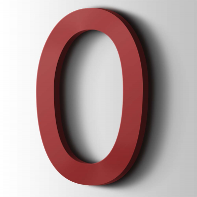 Kunststof Cijfer 0 Comic Sans Acrylaat 3001 Signal Red - 1