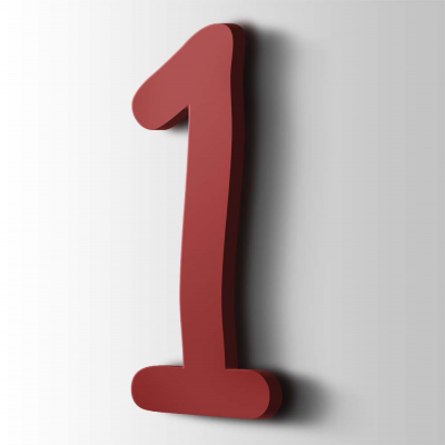 Kunststof Cijfer 1 Comic Sans Acrylaat 3001 Signal Red - 1