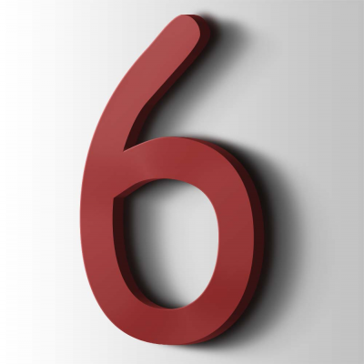 Kunststof Cijfer 6 Comic Sans Acrylaat 3001 Signal Red - 1