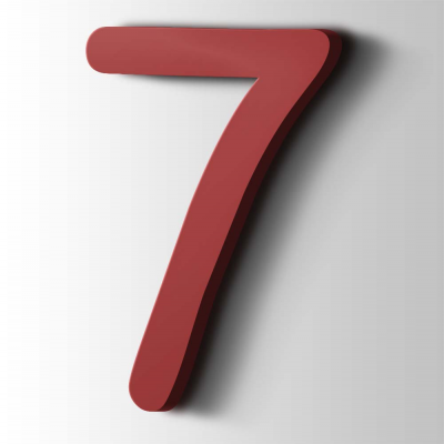 Kunststof Cijfer 7 Comic Sans Acrylaat 3001 Signal Red - 1