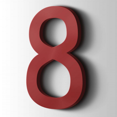 Kunststof Cijfer 8 Comic Sans Acrylaat 3001 Signal Red - 1