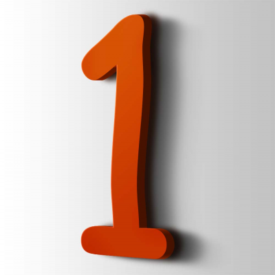 Kunststof Cijfer 1 Comic Sans Acrylaat 3020 Traffic Red - 1