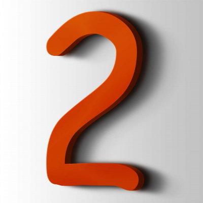 Kunststof Cijfer 2 Comic Sans Acrylaat 3020 Traffic Red - 1