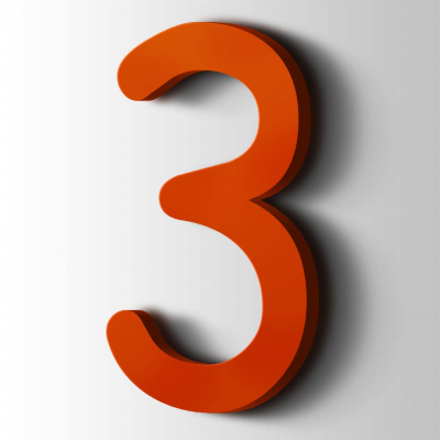 Kunststof Cijfer 3 Comic Sans Acrylaat 3020 Traffic Red - 1