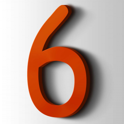 Kunststof Cijfer 6 Comic Sans Acrylaat 3020 Traffic Red - 1