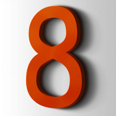 Kunststof Cijfer 8 Comic Sans Acrylaat 3020 Traffic Red - 1