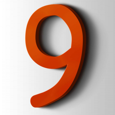 Kunststof Cijfer 9 Comic Sans Acrylaat 3020 Traffic Red - 1