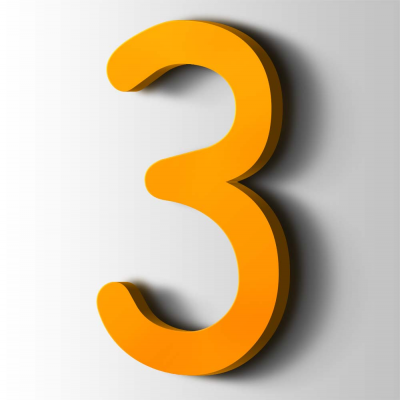 Kunststof Cijfer 3 Comic Sans Acrylaat 1003 Signal Yellow - 1