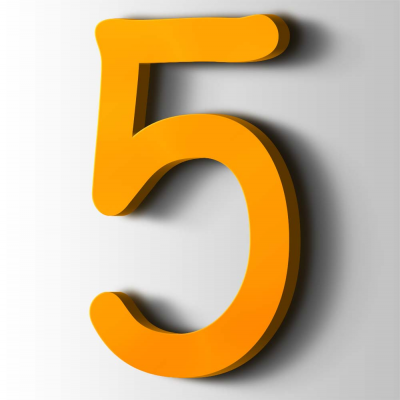 Kunststof Cijfer 5 Comic Sans Acrylaat 1003 Signal Yellow - 1