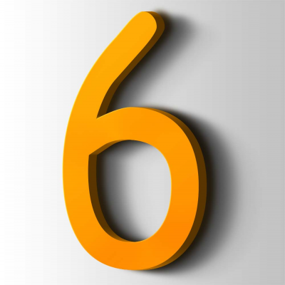 Kunststof Cijfer 6 Comic Sans Acrylaat 1003 Signal Yellow - 1