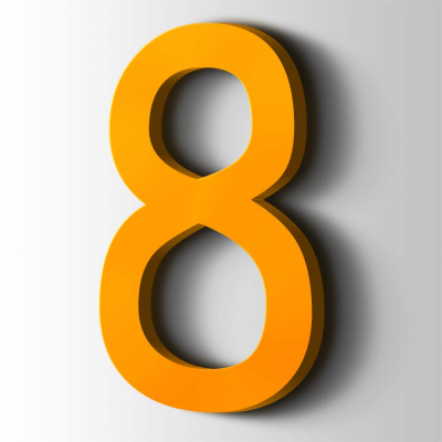 Kunststof Cijfer 8 Comic Sans Acrylaat 1003 Signal Yellow - 1