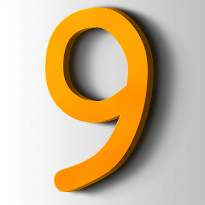 Kunststof Cijfer 9 Comic Sans Acrylaat 1003 Signal Yellow - 1