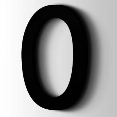 Kunststof Cijfer 0 Comic Sans Acrylaat 9005 Jet Black - 1