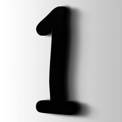 Kunststof Cijfer 1 Comic Sans Acrylaat 9005 Jet Black - 1