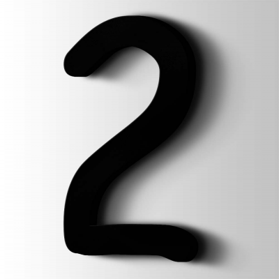 Kunststof Cijfer 2 Comic Sans Acrylaat 9005 Jet Black - 1