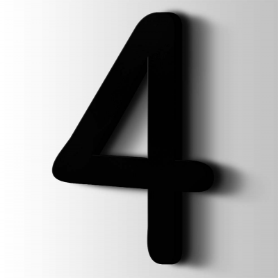 Kunststof Cijfer 4 Comic Sans Acrylaat 9005 Jet Black - 1