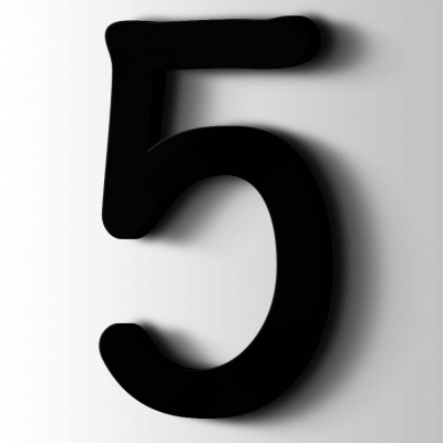 Kunststof Cijfer 5 Comic Sans Acrylaat 9005 Jet Black - 1