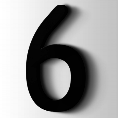Kunststof Cijfer 6 Comic Sans Acrylaat 9005 Jet Black - 1