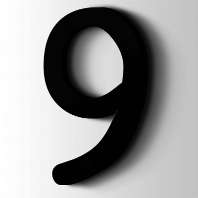 Kunststof Cijfer 9 Comic Sans Acrylaat 9005 Jet Black - 1