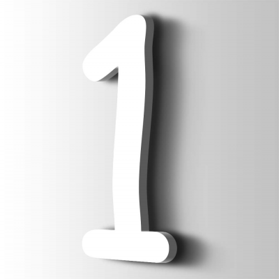 Kunststof Cijfer 1 Comic Sans Acrylaat 9016 Traffic white - 1